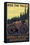 Sierra Nevada Mountains, California - Bicycle on Trails-Lantern Press-Framed Stretched Canvas