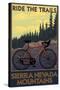 Sierra Nevada Mountains, California - Bicycle on Trails-Lantern Press-Stretched Canvas