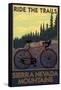 Sierra Nevada Mountains, California - Bicycle on Trails-Lantern Press-Framed Stretched Canvas