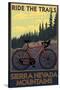 Sierra Nevada Mountains, California - Bicycle on Trails-Lantern Press-Stretched Canvas