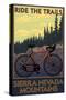 Sierra Nevada Mountains, California - Bicycle on Trails-Lantern Press-Stretched Canvas