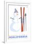 Sierra Summit, California, Snowman with Skis-Lantern Press-Framed Art Print