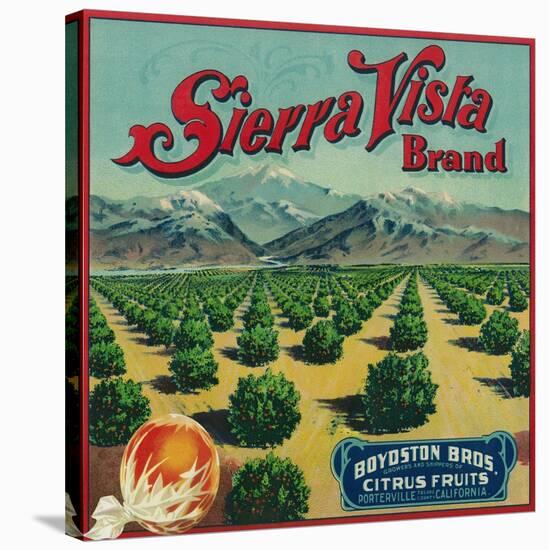 Sierra Vista Brand Citrus Crate Label - Porterville, CA-Lantern Press-Stretched Canvas