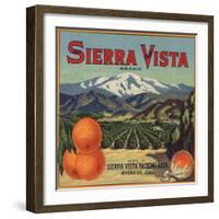 Sierra Vista Brand - Riverside, California - Citrus Crate Label-Lantern Press-Framed Art Print