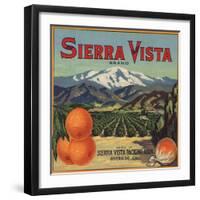 Sierra Vista Brand - Riverside, California - Citrus Crate Label-Lantern Press-Framed Art Print
