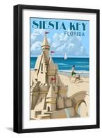 Siesta Key, Florida - Sandcastle-Lantern Press-Framed Art Print