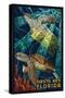 Siesta Key, Florida - Sea Turtle - Mosaic-Lantern Press-Stretched Canvas