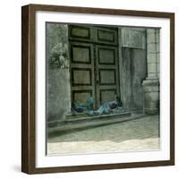 Siesta on the Steps of the Church, Pernambuco (Brazil), around 1900-Leon, Levy et Fils-Framed Photographic Print