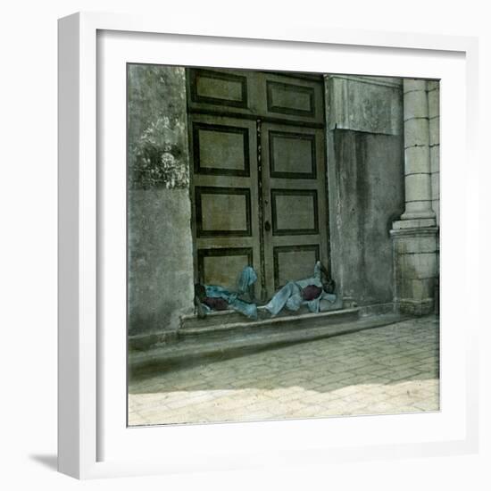 Siesta on the Steps of the Church, Pernambuco (Brazil), around 1900-Leon, Levy et Fils-Framed Photographic Print