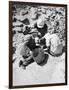 Sifting the dust from the floor of the Tomb of Tutankhamun, Valley of the Kings, Egypt, 1922-Harry Burton-Framed Photographic Print