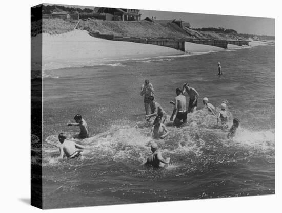 Sights of a Typical Summer at Cape Cod: Swimming in Nantucket Sound-Alfred Eisenstaedt-Stretched Canvas
