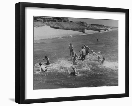 Sights of a Typical Summer at Cape Cod: Swimming in Nantucket Sound-Alfred Eisenstaedt-Framed Photographic Print