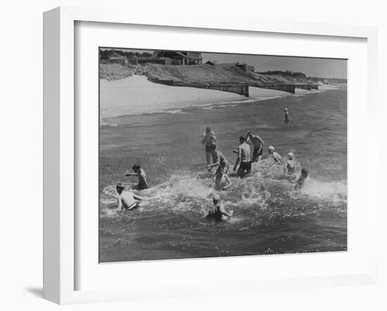 Sights of a Typical Summer at Cape Cod: Swimming in Nantucket Sound-Alfred Eisenstaedt-Framed Photographic Print