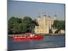 Sightseeing Boat on the River Thames, and the Tower of London, Unesco World Heritage Site, England-Ruth Tomlinson-Mounted Photographic Print