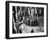 Sightseers Gaping Up at the Sculpture of Great Senators in the US Capitol Building's Hall of Fame-Margaret Bourke-White-Framed Photographic Print