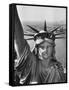 Sightseers Hanging Out Windows in Crown of Statue of Liberty with NJ Shore in the Background-Margaret Bourke-White-Framed Stretched Canvas