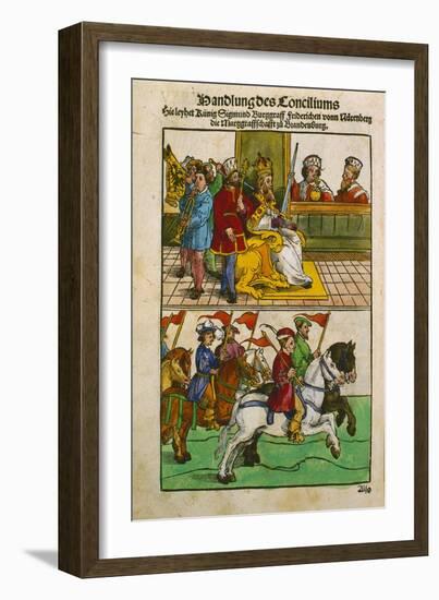 Sigismund at the Council of Constance, from 'Chronik Des Konzils Von Konstanz'-Ulrich Von Richental-Framed Giclee Print