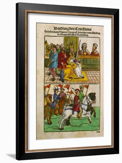 Sigismund at the Council of Constance, from 'Chronik Des Konzils Von Konstanz'-Ulrich Von Richental-Framed Giclee Print