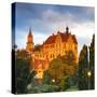 Sigmaringen Castle Illuminated at Sunrise, Swabia, Baden Wurttemberg, Germany, Europe-Doug Pearson-Stretched Canvas