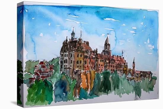 Sigmaringen Castle Watercolor-Markus Bleichner-Stretched Canvas
