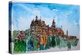 Sigmaringen Castle Watercolor-Markus Bleichner-Stretched Canvas