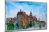 Sigmaringen Castle Watercolor-Markus Bleichner-Mounted Premium Giclee Print