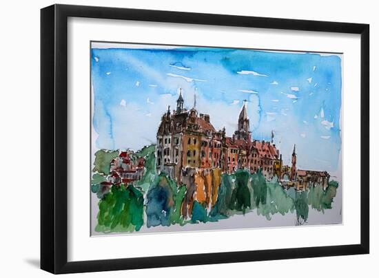 Sigmaringen Castle Watercolor-Markus Bleichner-Framed Art Print
