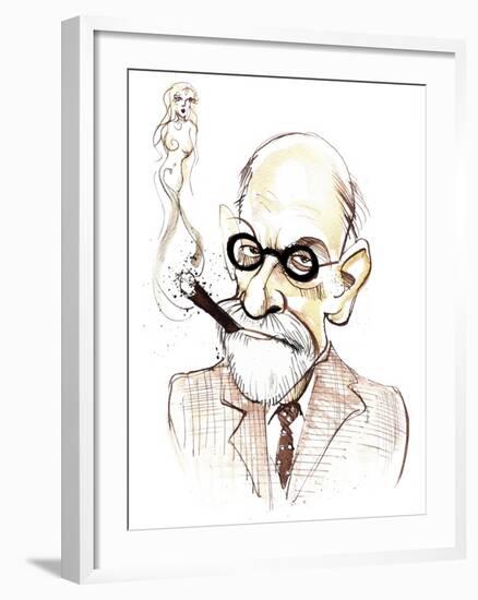 Sigmund Freud Austrian neurologist and psychotherapist of Czech birth; caricature-Neale Osborne-Framed Giclee Print