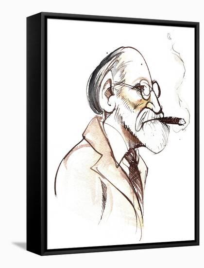 Sigmund Freud Austrian neurologist and psychotherapist of Czech birth; caricature-Neale Osborne-Framed Stretched Canvas