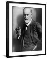 Sigmund Freud, Founder of Psychoanalysis, Smoking Cigar-null-Framed Premium Photographic Print