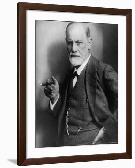 Sigmund Freud, Founder of Psychoanalysis, Smoking Cigar-null-Framed Premium Photographic Print