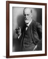 Sigmund Freud, Founder of Psychoanalysis, Smoking Cigar-null-Framed Premium Photographic Print