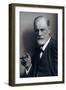 Sigmund Freud Smoking Cigar in a Classic Early 1920s Portrait-null-Framed Art Print