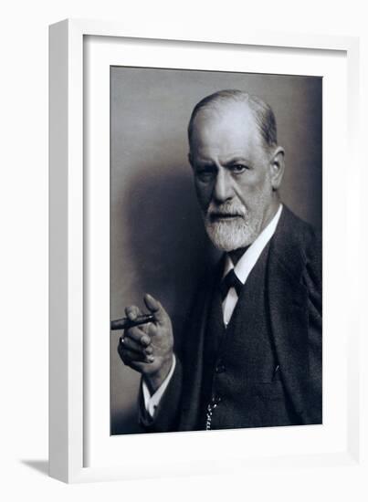 Sigmund Freud Smoking Cigar in a Classic Early 1920s Portrait-null-Framed Art Print