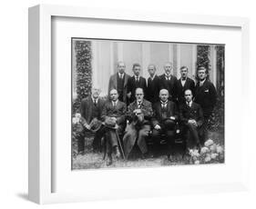 Sigmund Freud with colleagues at a psychoanalytic congress in The Hague, 1920-null-Framed Photographic Print