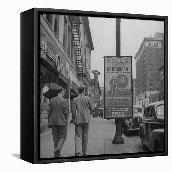 Sign Advertising Penicillin as Treatment For Gonorrhea-Sam Shere-Framed Stretched Canvas