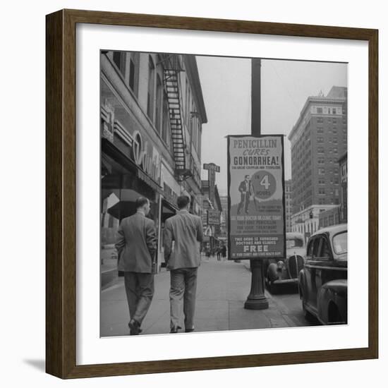 Sign Advertising Penicillin as Treatment For Gonorrhea-Sam Shere-Framed Photographic Print