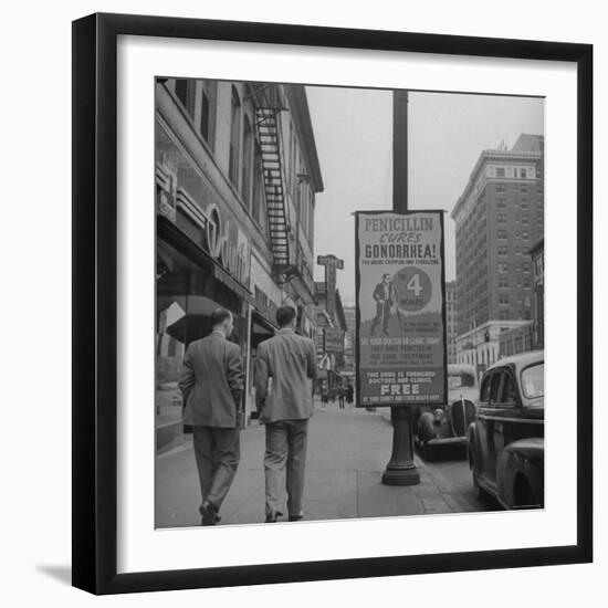 Sign Advertising Penicillin as Treatment For Gonorrhea-Sam Shere-Framed Photographic Print