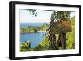 Sign asking not to trash most beautiful view in world, Castara Bay, Tobago, Trinidad and Tobago-Alex Treadway-Framed Photographic Print