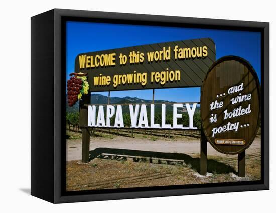 Sign at Entrance of Napa Valley, California-Dennis Flaherty-Framed Stretched Canvas