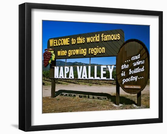 Sign at Entrance of Napa Valley, California-Dennis Flaherty-Framed Premium Photographic Print