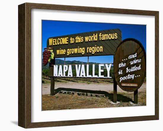 Sign at Entrance of Napa Valley, California-Dennis Flaherty-Framed Photographic Print