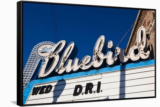 Sign at marquee of the Bluebird Theater, Denver, Colorado, USA-null-Framed Stretched Canvas