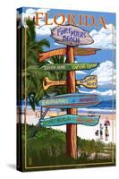 Sign Destinations - Fort Myers Beach, Florida-Lantern Press-Stretched Canvas