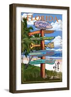 Sign Destinations - Fort Myers Beach, Florida-Lantern Press-Framed Art Print