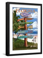 Sign Destinations - Fort Myers Beach, Florida-Lantern Press-Framed Art Print