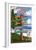 Sign Destinations - Fort Myers Beach, Florida-Lantern Press-Framed Art Print