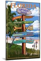 Sign Destinations - Fort Myers Beach, Florida-Lantern Press-Mounted Art Print