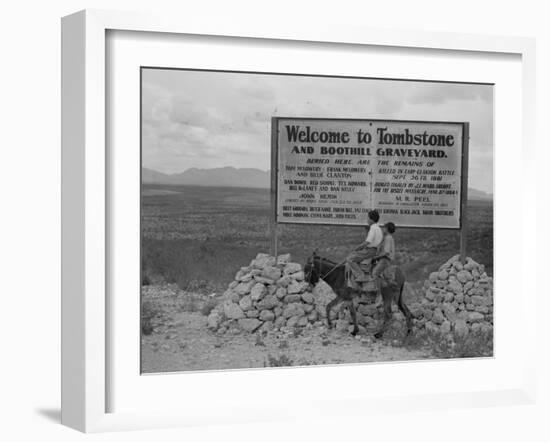 Sign entering Tombstone, Arizona, 1937-Dorothea Lange-Framed Photographic Print