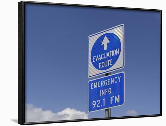 Sign 'Evacuation Route' Along Florida Scenic Highway, North 1, Key Largo, Florida Keys, Florida-Axel Schmies-Framed Photographic Print